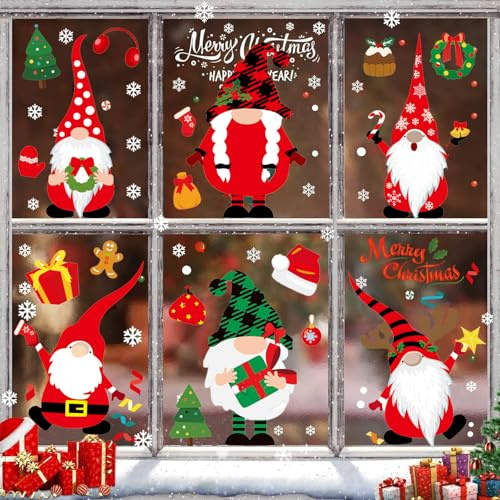 Fensterbilder Weihnachten Kinder Selbstklebend Weihnachtsdeko Fenster 316 PCS Weihnachtsaufkleber Wichtel 8 Blatt Weihnachtsfensterbilder Winter Fenstersticker Deko Christmas Window Stickers