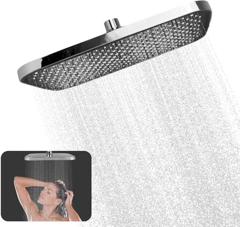 Rainfall Shower Head 13 Inch 314 Jets High Pressure with Universal Fitting