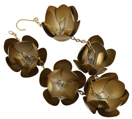 SUNGOOYUE Blumen-Regenkette, Goldene, Rostfreie, Eisenverzinkte Regenfängerkette mit Verstellbarer Länge und Stilvollem Design, für Innenhöfe und Gärten