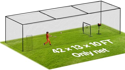 VEVOR Baseball-Schlagkäfig 1270x390x308 cm, Freistehender Tragbarer Schlagkäfig mit 30-lagigem & Geknotetem HDPE & Karabinerhaken, Übungsnetz für Outdoor Indoor Garten (NUR Netz)