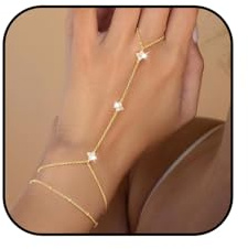 Aribliseza Pulsera para Mujer, Pulsera de Joyería para Dama, Cadena de Mano Chapada en Oro de 14K con Trébol de Zirconia Mariposa Cruz Corazón