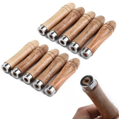 Madera para asas de archivo con collar de metal, 10 unidades para uso con metal para limas, escofinas de madera y destornilladores