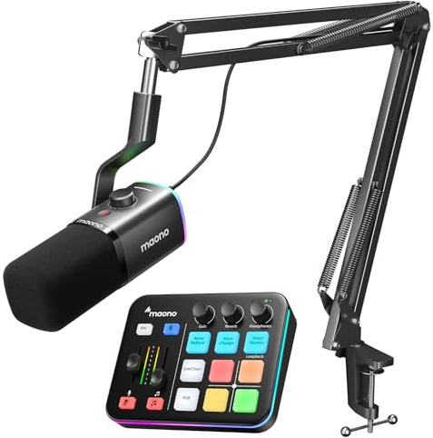 MAONO PD100XS XLR-USB Streaming Mikrofon mit Arm für PC mit G1 Neo Audio Mixer, Gaming-Aufnahme Set