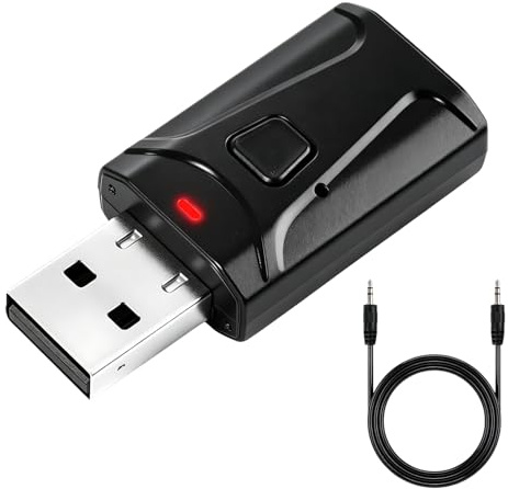 Bluetooth Adapter USB 5 0 Transmitter Empfänger Tragbarer 2 in 1 AUX Audio | Sender Receiver für TV PC Auto Kopfhörer Lautsprecher Stereoanlage mit 3 5mm Klinke Kabel Freisprechen Stereo-Audio
