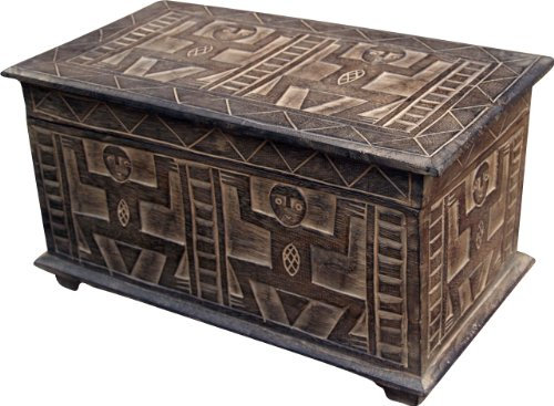 Guru-Shop Cassettone in Legno di Balsa Intagliato a Mano in 3 Misure, Legnodibalsa, Dimensioni: 31x80x31 cm, Cassapanche, Scatole, Casse