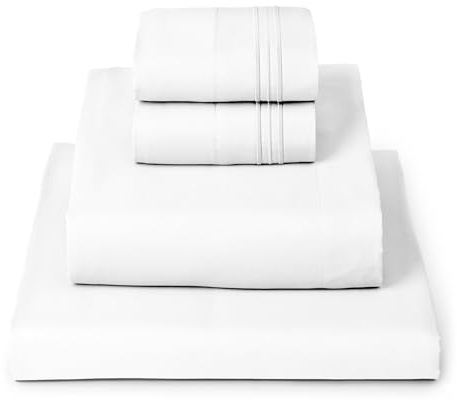 Mellanni King Sheets Set - 4 PC Iconic Collection Bedding - Hotel Luxury, Extra Soft, Cooling Bed Sheets - Wrinkle, Fade, Stain Resistant (King, White)