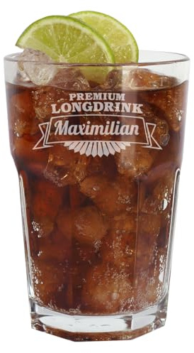 Herz & Heim® Longdrink Glas mit Gravur personalisiert als personalisierte Geschenke – Cocktail Glas Geschenk für Männer – Gravierte Gläser mit Name als Geschenk Frau