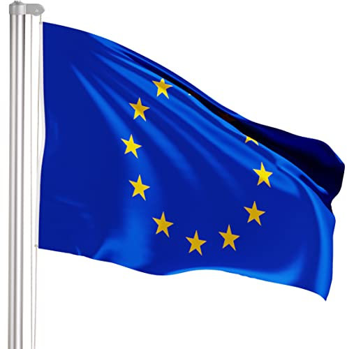 BRUBAKER Aluminium Fahnenmast Flaggenmast 6 m inklusive Deutschland Flagge + Europa Flagge 150 x 90 cm und Bodenhülse