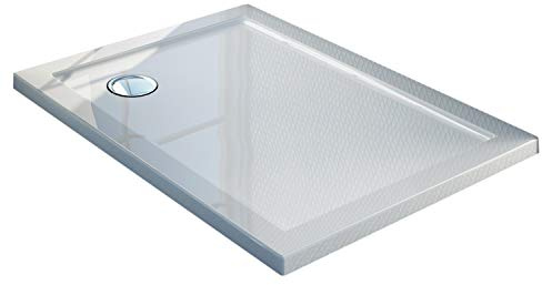 Idralite Plato de Ducha 70x100x4cm Rectangular Acrílico Borde Realzado Blanco Brillante Mod. Flower