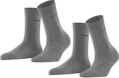 ESPRIT Uni Multipack W So algodón lisos 2 pares, Calcetines Mujer, Gris Light Grey Melange 3390, 35-38