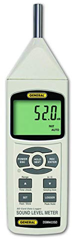 General Tools Sound Level Meter with Data Logging SD Card, Class 1 Sound (DSM403SD)