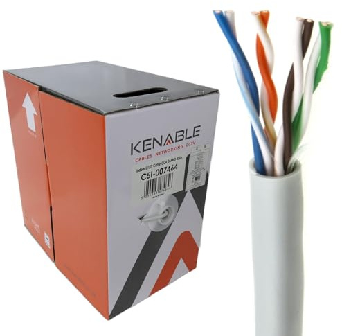 kenable Indoor Ethernet Cable Rollo Red LAN UTP Cat5E-CCA Sólido 305 m Gris [305 metros/305m]