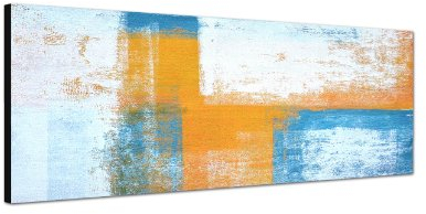 Augenblicke Wandbilder Keilrahmenbild Wandbild 150x50cm Malerei Kunst abstrakt blau orange weiß