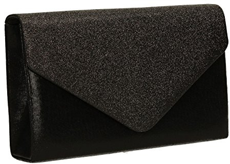 SwankySwans - Kelly Glitter Envelope Clutch Bag Party Prom Bag, Sacchetto Donna