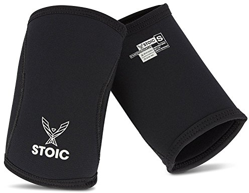 Stoic Ellenbogenschoner für Powerlifting – 7 mm + 5 mm dicke Neopren-Hülle für Bodybuilding, Gewichtheben, ideal für Kniebeugen, Cross-Training, Strongman Profi-Qualität & Ultra Heavy Duty (Paar)