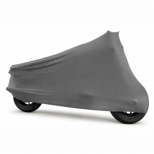 Car-e-Cover Indoor Premium Motorrad Abdeckung, unsere formanpassende Motorradplane Perfect Stretch, eine Schutzhülle für innen, Abdeckplane in 3 Farben & 3 Größen (Silbergrau, XL-XXL)