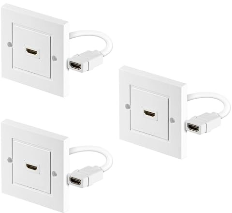 PerfectHD 3 Stück HDMI Wanddose 1 Fach Anschlussdose Buchse Unterputz Dose weiß FullHD 3D