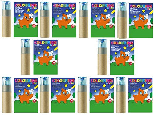 sin4sey 10er Set Malbuch-Buntstifte Dose Mit Spitzer Kinder Hochzeit Restaurant Party Kindergeburtstag (blau)
