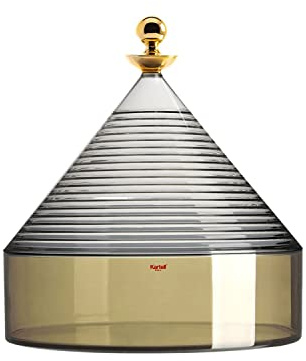 Kartell Trullo Contenitore, termoplastica tecnopolimerica, Fume/Verde, H27 x Ø 25 cm