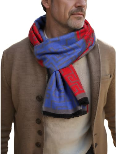 Prettystern Herren Schal aus 100% Seide – Warm wie Wolle, weich und leicht Seidenschal mit Fleece-Effekt für Herbst und Winter