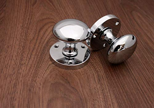 Infinity Decor Solid Brass Victorian Round MORTICE Latch Door KNOBS Pull Handles Set (Polished Chrome)
