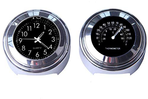 Riloer 2 x 7/8 Zoll Motorrad-Lenker-Uhr und Thermometer, digital, wasserdicht, universell, Schwarz