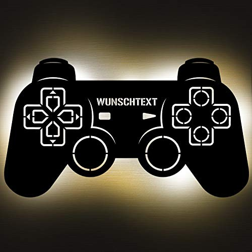 Gaming Controller 2 Lampe aus Holz - Personalisierbares Geschenk für Männer - Gaming Zimmer Deko - Gamingpad Lampe - Zum Hinstellen/Aufhängen - Gamer Deko