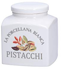 LA PORCELLANA BIANCA - Tarro Deco Pistachos en Caja de Regalo - Conserva, Tarros y Contenedores - Tarros de Cocina - Porcelana - 500 CC; 9,5x9,5xh11,5 cm