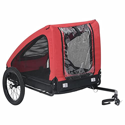 Tidyard Fahrradanhänger Hunde Fahrrad Anhänger Haustiere Tier Hundeanhänger Joggerfunktion Transportanhänger Faltbar, Rot und Schwarz