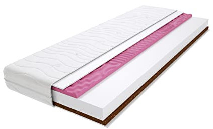 Godre Schaumstoff Matratze 70x185 cm Doppelmatratze, H3 & H4 Komfortschaummatratze 13 cm Hoch Kokosfaser Profilierter Moletschaum mit Klimafaser, Hypoallergen, HR-Schaum, Wendematratze Trento Molet