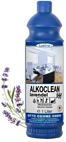 Lorito Alkoclean Lavendel Alkoholreiniger, Bodenreiniger 1 Liter, Universalreiniger mit Alkohol für Boden, Fliesen, Keramik, PVC