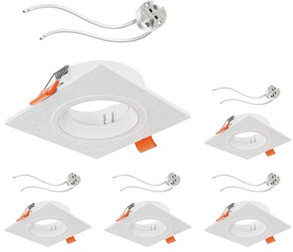 ledscom.de 5x marco de montaje en techo KUN, angular, orientable (MR16/PAR16/50mm) hembrilla GU5.3