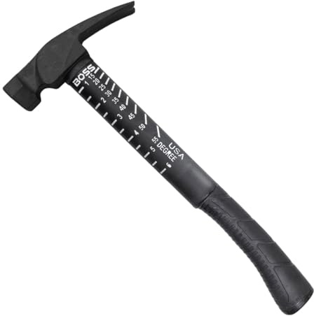 Boss Hammer Premium 4340 Klauenhammer aus Stahl mit stoßabsorbierendem Fiberglasgriff, 510 g, Cerakote-Finish, glatte Oberfläche, rutschfester Griff, BH18STPFS