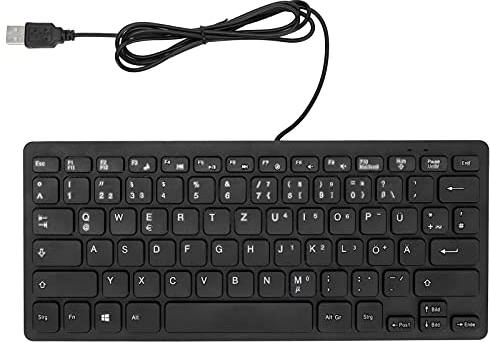 Yunseity Tastiera Russa/Francese/Tedesca Cablata USB, Compatta Ultrasottile a 87 Tasti per PC, Computer, Desktop (Tedesco)