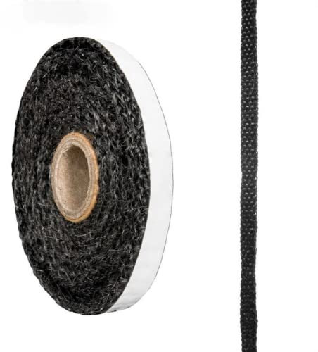 RANRAO Cuerda de fuego para estufa de sello, cuerda de fuego plana negra autoadhesiva para estufa de vidrio, 15 mm de ancho x 2 m de largo