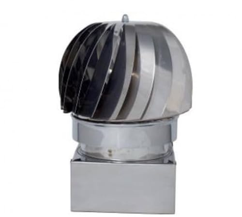 Comignolo Antivento A Base Quadrata In Acciaio Inox Terminale per stufe caldaie e camini per lo scarico dei fumi (25x25 cm)