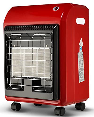 Portable Gas Cabinet Heater, 4200W Mini Gas Heater, Heating Area Up to 320 Sq. Ft, Free Standing Heating Cabinet Butane Gas Heater with 3 Heat Settings,for office, room, desk, home, bedroom (Red)