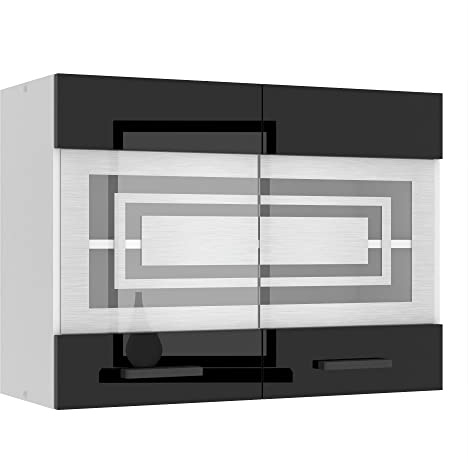 Belini Hängeschrank Küche SGW 80 cm, mit 2 Türen, Schwarz Hochglanz | Küchenschränke, Oberschrank, Küchenhängeschränke, Wandschrank Hängend