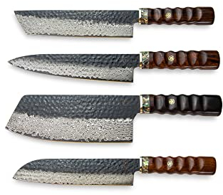 Calisso Advanced Set 4 piezas 89 capas de acero damasco – Juego de cuchillos de cocina, cuchillos de cocina