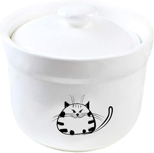GImLY Blanc en céramique Dessin animé Chat sucrier Pot à épices Stockage ragoût Tasse avec Couvercle