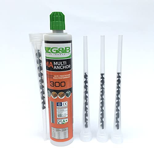 2K Verbundmörtel MA-300 Injektionsmörtel Kartuschenmörtel ETA Zulassung + 4 Stk. Statikmischer grau