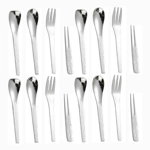 Ensemble De 4 Pièces De Fourchette à Fruits En Acier Inoxydable 304 Avec Deux Dents Pour Le Gâteau Aux Fruits Domestique Fourchette à Dessert Cuillère à Café Dim Sum Petite Fourchette (Argent,4)