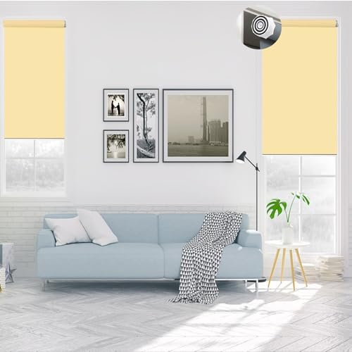 Verdunkelungsrollo Klemmfix ohne Bohren 35 x 100 cm Sichtschutz, Lichtschutz, Seitenzugrollo Sonnenschutz Rollo mit Verstellbarer Kette für Wohnzimmer, Schlafzimmer, Beige