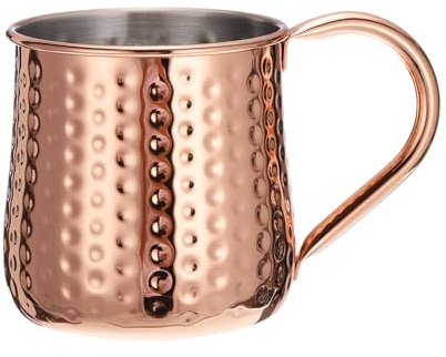 sourcing map Kupferbecher 500ml/18 OZ gehämmerte Cocktailbecher Roségold | 1 Stück, beschichteter Edelstahl-Schnapsglas, Cocktail-Trinkbecher, reines Kupfer, Für Geschenk