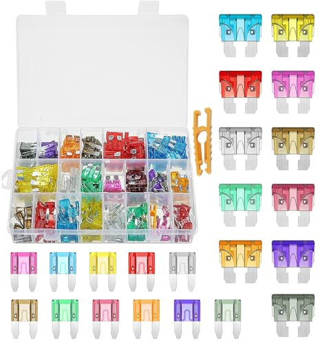 Car Fuses Assortment Kit 110PCS Auto Blade Fuse Replacement for RV Accessories, Marine, Camper, Travel Trailers, Boat (2A/5A/7.5A/10A/15A/ 20A/30A/40AMP/ATC/ATO)
