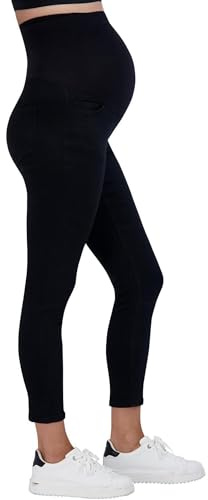 Savi Parker Damen Umstandsjeans über dem Bauch – Schwangerschaftskleidung für alle Jahreszeiten, Umstandshose – 68,6 cm Schrittlänge, Schwarze Spülung, XX-Large