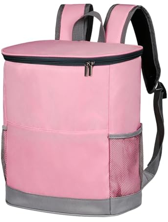 QSTDGVPW Kühlrucksack, Kühlrucksack, Isolierte Einkaufstasche, Tragbare Kühltasche, Thermorucksack für Damen Und Herren, Wandern, Rosa