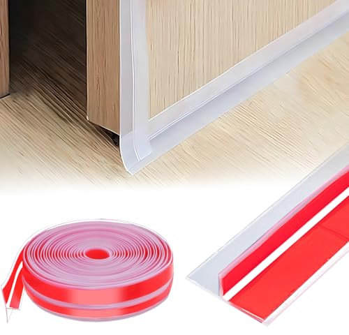 Joint de porte en silicone transparent en forme de T pour portes, fenêtres et espaces vitrés de douche (2,5 m)
