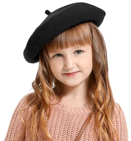 Winmany Baskenmütze für Kleinkinder Mädchen einfarbig französische Beanie-Mütze Herbst Winter Wolle Künstlermütze