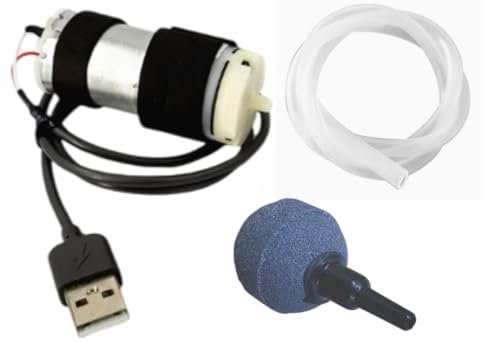 CONQUERALL Portable USB-Anschluss DC 6V 370 Luftpumpe Auslass-Stein-Schlauch-Set für Fischbecken, Aquarium, Oxygenierung Tank